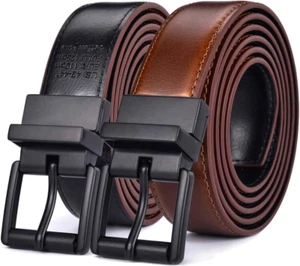 Beltox Men's Reversible Leather Dress Belt, 1.1" Roller Buckle, Casual & Formal - Picture 1 of 10