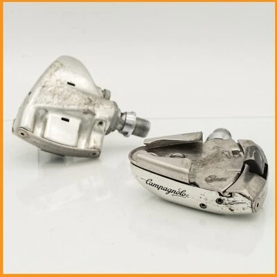 CAMPAGNOLO RECORD SGR 1 CLIPLESS PEDALS VINTAGE SPD ROAD BIKE OLD BICYCLE SILVER - Immagine 1 di 4