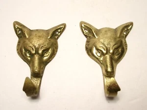 Vintage 1970's Brass Fox Hooks/Hangers Set Of 2 - Picture 1 of 4