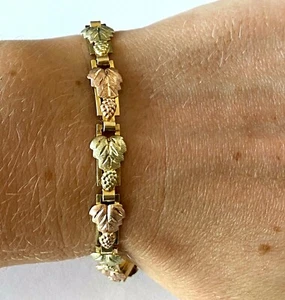 BHG Black Hills Gold Landstroms 14K Solid Yellow Gold 10K Leaves Ladies Bracelet - Picture 1 of 11
