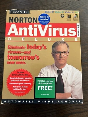 Norton Antivirus Deluxe 4.0 Vintage for Windows NT, Windows 95, 3.1 DOS 1998 - Image 1 of 4