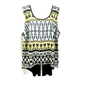 Jete 4x blaue Ikat Hi-Lo ärmellose Swin Tunika Übergröße 60 Zoll Brustweite hinten zum Binden - Bild 1 von 6