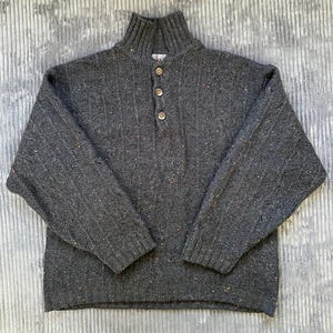 Suéter Territory Ahead Para Hombres Grande Gris Mancha Lana Henley Pullover Tejido con Cable - Imagen 1 de 7