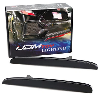 OEM-Spec Smoked Lens Rear Bumper Reflectors For 17-21 Civic Hatchback, SI Sedan - Image 1 of 4