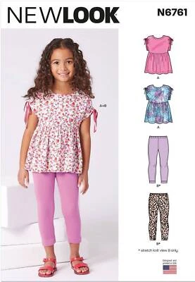 Schnittmuster Mädchenkombi Shirt und Leggins NewLook nl6761 98-128 - Bild 1 von 4