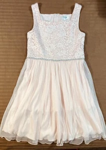 Speechless Pink Sparkle Rhinestone Easter Party Dress w/ Tulle & Lace Girl Sz 12 - Picture 1 of 6