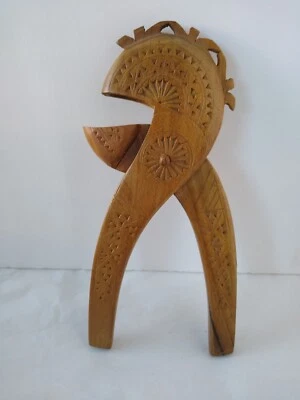 Vintage Hand Carved Wood Folk Art Nutcracker Shell Cracker 8 inch DAMAGED - Image 1 of 4