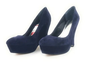 BCBGeneration Carleen Amethyst Purple Suede Leather Platform Wedge Pump 9M - Picture 1 of 6