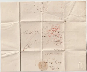 1820 RRR IRELAND RED CROWN EXCISE PAID OVAL PMK LETTER TO TUNBRIDGE WELLS KENT - Picture 1 of 5