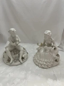 Antique Porcelain Figurine Shepherd & Shepherdess Figurine Made in Italy - Picture 1 of 11