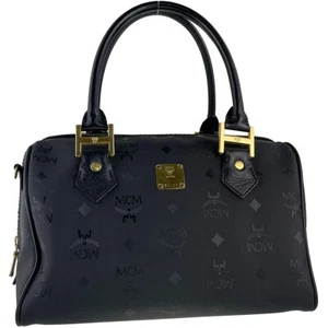 Bolso de Mano MCM Visetos Cuero PVC Tela Negro 3131 - Imagen 1 de 24
