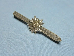 Vintage versilberte Stabbrosche, Ski & Blumen Design mit Posaunenverschluss - Bild 1 von 12