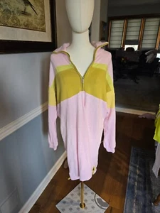 Vestido túnica Anthro MUJER S práctica diaria deportivo a rayas rosa/cartreuse algodón - Imagen 1 de 8