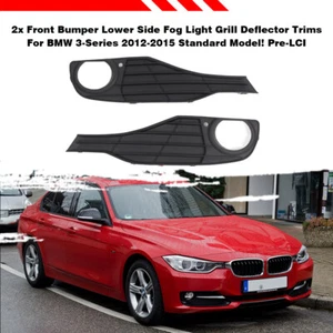 Pair Side Fog Light Grill Covers For BMW 3-Series 2012-2015 Standard Pre-LCI - Picture 1 of 8