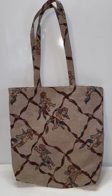 Винтажный херувим ангел гобелен сумка с короткими ручками коричневый две ручки застежки читать - Изображение 1 из 4