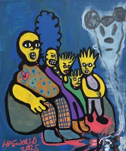 HASWORLD Original Abstract Expressionism SIMPSONS Contemporary Street Pop Art - Picture 1 of 5