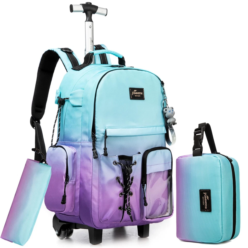Rolling Backpack for Girls Backpack with Wheels for Teens Boys Kids Rolling B... - Image 1 of 4