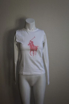 Ralph Lauren L Pink Pony White Long Sleeve T-Shirt NWT Defect - Image 1 of 4