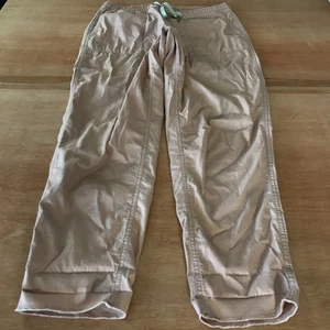 Vuori Ripstop Athletic Pants Women S Brown Mid Rise Tie Waist Zip Pocket Workout - Picture 1 of 14