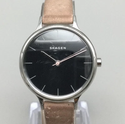 Reloj Skagen Anita Mujer 30mm Esfera Negra Cuero Tostado SKW2471 Batería Nueva Foto 1 de 4