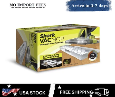 VACMOP Disposable Hard Floor Vacuum and Wet Mop Pad Refills 16-CT