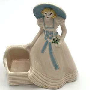 Hull Southern Belle w Basket Planter #954 Pink w/ Blue Bonnet - Picture 1 of 14