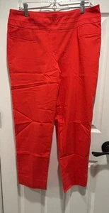 Zac & Rachel Bright Red / Orange size 12 pull on flat front cropped pants - Picture 1 of 9