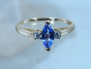 Levian 14k Gold Natural Diamond Tanzanite Cocktail RING 8.75 Marquise & Diamond - Picture 1 of 5