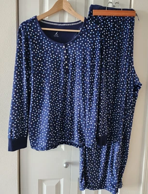 Conjunto de pijama polar manga larga súper suave Nautica rojo azul blanco puntos - talla XXL Foto 1 de 4