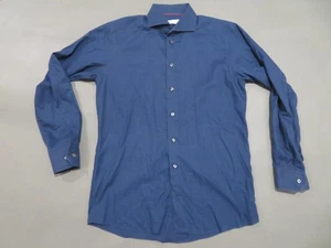 Eton Shirt Mens 16.5 42 Blue Slim Fit Dress Long Sleeve Spread Collar Check - Picture 1 of 8