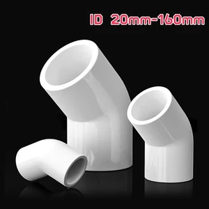 ID 20mm - 160mm PVC Pipe Fittings Connector 45° Elbow Adapter Solvent Weld - Picture 1 of 8