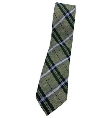 Corbata SUITSUPPLY lino algodón ITALIA XL verde marino tartán W:3,2" usada en excelente estado Foto 1 de 4