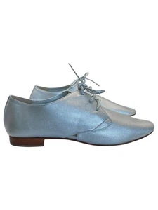 Candela NYC Womens Shoes 6 Metallic Silver French Oxford Cutout Loafer Lace Up - Picture 1 of 9