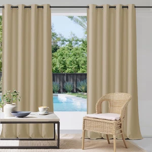 Cortinas außen beige undurchlässig Tela Gruesa Verdunkelung Aislamiento Termico - Bild 1 von 12