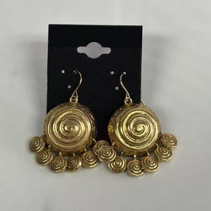 Vintage Kate Spade Goldtone Spiral Dangle Earrings - Picture 1 of 4