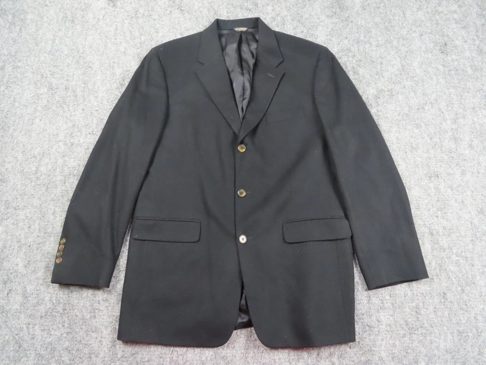 Bloomingdales Blazer Mens 42 Long Black Cashmere Jacket USA - Изображение 1 из 4