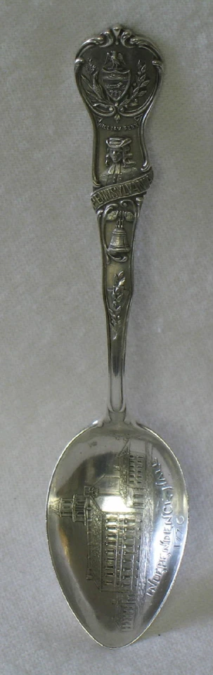 Antigua cuchara de recuerdo de plata esterlina Independence Hall Philadelphia PA Watson Foto 1 de 1
