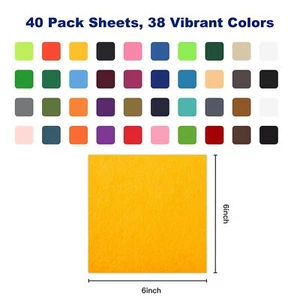 40 PCS Felt Sheets 6 x 6 Inches Felt Sheet for Craft 1mm Thick Colorful Felt ... - Picture 1 of 4