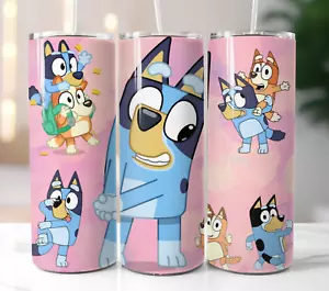 Bluey and Bingo Tumbler 20oz Stainless Steel Skinny Straw Insulated Cup Mug - Picture 1 of 4