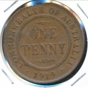 Australia, 1919 One Penny, 1d, George V (dot below) Bitten Flan Error - gVF - Picture 1 of 3