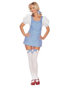 DOROTHY WIZARD OF OZ MINI DRESS,STOCKINGS,BOWS COSTUME 8927 size s/m - Picture 1 of 2