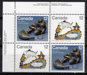 INUIT HUNTING, ABORIGINAL CANADA 1977 #748-749 MNH UL Block of 4 - Picture 1 of 1