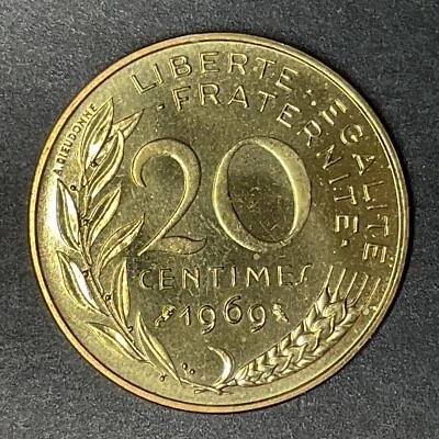 1969 FRANCE 20 CENTIMES COIN MARIANNE WORLD COINS - Image 1 of 2