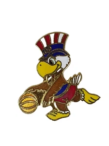 Basketball 1984 Los Angeles Olympics Pin Brooch Sam The Eagle Enameled LE - Picture 1 of 2