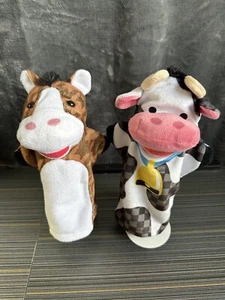 Melissa & Doug Hand Puppets Cow And Horse Plush Golf Club Covers Farm Animals - Picture 1 of 20