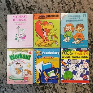 6 Unused School Workbooks Grades 3 4 5 (Grammar, Writing, Vocabulary, French) - Picture 1 of 8