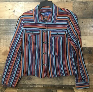 Women Linen Blend Jacket Size Large Shackleton Boho Midwest Cabincore Retro - Picture 1 of 7