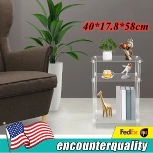 3-Tier Acrylic Narrow Side Table,Small Nightstand/Bedside Table for Living Room - Picture 1 of 24