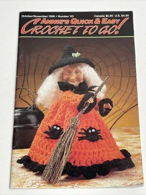 Revista Annie's Quick & Easy Crochet To Go octubre noviembre 1998 patrón de ganchillo bruja Foto 1 de 4