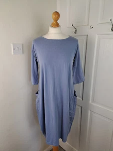 Abito MAMA B blu chiaro mezza manica jersey Lagenlook taglia XS - Foto 1 di 8